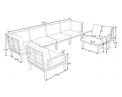 LeisureMod Hamilton 6-Piece Aluminum Patio Conversation Set with Cushions - Beige