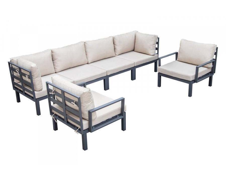 LeisureMod Hamilton 6-Piece Aluminum Patio Conversation Set with Cushions