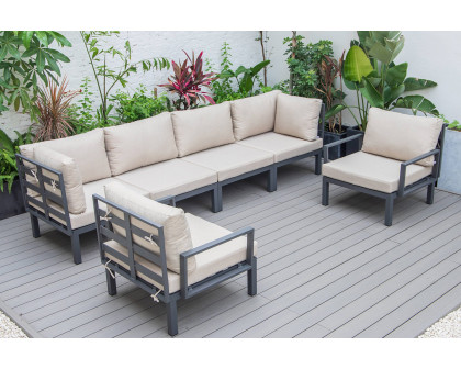 LeisureMod Hamilton 6-Piece Aluminum Patio Conversation Set with Cushions