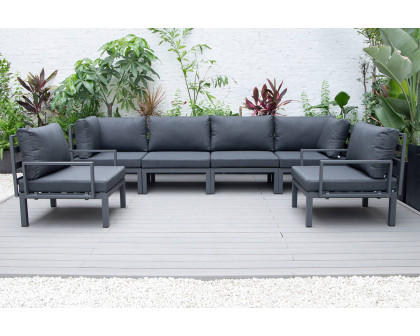 LeisureMod Hamilton 6-Piece Aluminum Patio Conversation Set with Cushions - Black