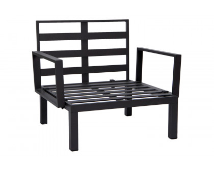 LeisureMod Hamilton 6-Piece Aluminum Patio Conversation Set with Cushions - Black