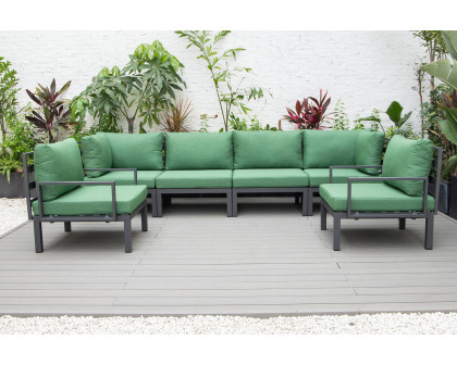 LeisureMod Hamilton 6-Piece Aluminum Patio Conversation Set with Cushions - Green