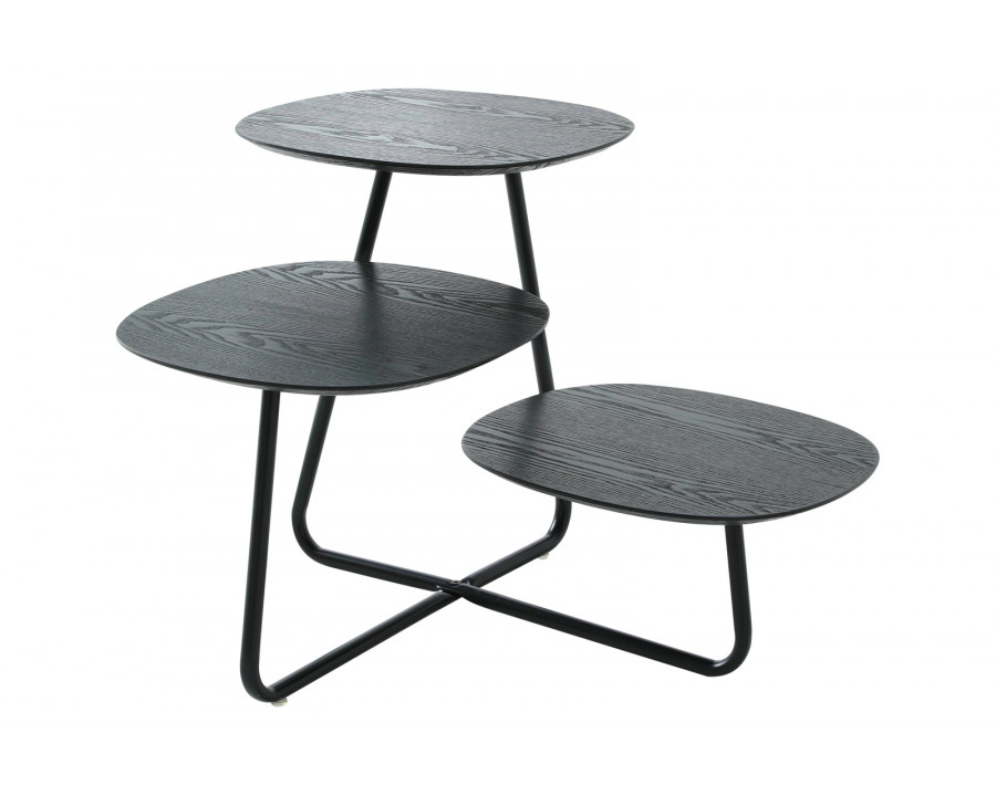 LeisureMod Hazelton Multi-Top End Tables With Manufactured Wood Top And Powder Coated Steel Frame - Black