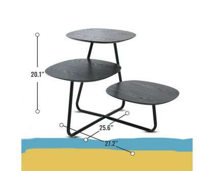 LeisureMod Hazelton Multi-Top End Tables With Manufactured Wood Top And Powder Coated Steel Frame - Black