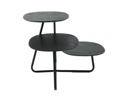 LeisureMod Hazelton Multi-Top End Tables With Manufactured Wood Top And Powder Coated Steel Frame - Black