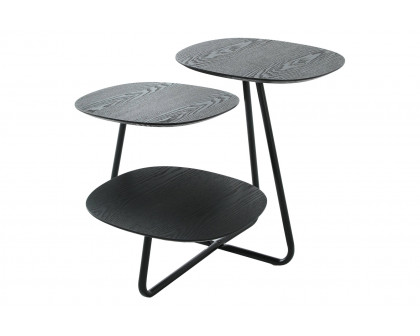 LeisureMod Hazelton Multi-Top End Tables With Manufactured Wood Top And Powder Coated Steel Frame - Black