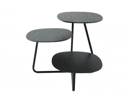 LeisureMod Hazelton Multi-Top End Tables With Manufactured Wood Top And Powder Coated Steel Frame - Black