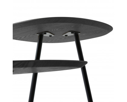 LeisureMod Hazelton Multi-Top End Tables With Manufactured Wood Top And Powder Coated Steel Frame - Black