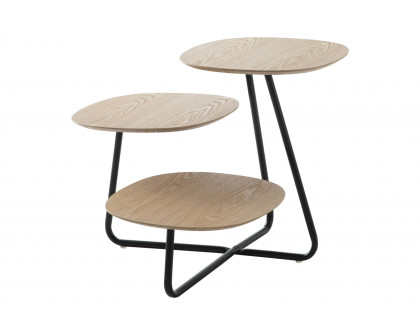 LeisureMod Hazelton Multi-Top End Tables With Manufactured Wood Top And Powder Coated Steel Frame - Natural Wood