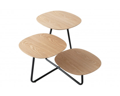 LeisureMod Hazelton Multi-Top End Tables With Manufactured Wood Top And Powder Coated Steel Frame - Natural Wood