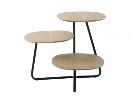 LeisureMod Hazelton Multi-Top End Tables With Manufactured Wood Top And Powder Coated Steel Frame - Natural Wood