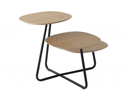 LeisureMod Hazelton Multi-Top End Tables With Manufactured Wood Top And Powder Coated Steel Frame - Natural Wood