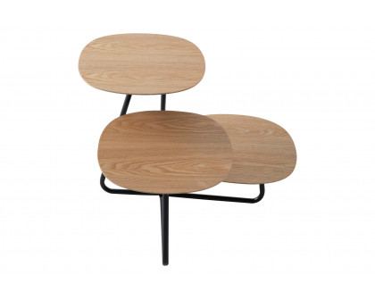 LeisureMod Hazelton Multi-Top End Tables With Manufactured Wood Top And Powder Coated Steel Frame - Natural Wood