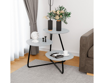 LeisureMod Hazelton Multi-Top End Tables With Manufactured Wood Top And Powder Coated Steel Frame