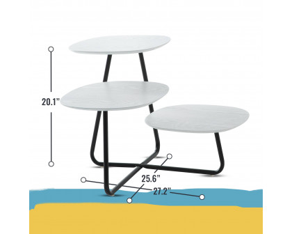 LeisureMod Hazelton Multi-Top End Tables With Manufactured Wood Top And Powder Coated Steel Frame - White