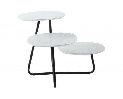 LeisureMod Hazelton Multi-Top End Tables With Manufactured Wood Top And Powder Coated Steel Frame - White