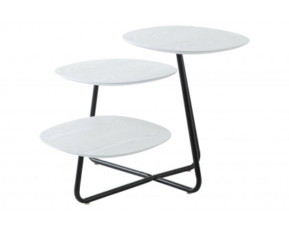 LeisureMod Hazelton Multi-Top End Tables With Manufactured Wood Top And Powder Coated Steel Frame - White