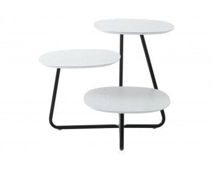 LeisureMod Hazelton Multi-Top End Tables With Manufactured Wood Top And Powder Coated Steel Frame - White