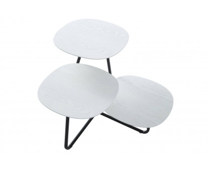 LeisureMod Hazelton Multi-Top End Tables With Manufactured Wood Top And Powder Coated Steel Frame - White