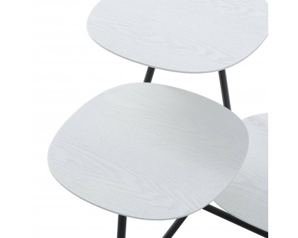 LeisureMod Hazelton Multi-Top End Tables With Manufactured Wood Top And Powder Coated Steel Frame - White