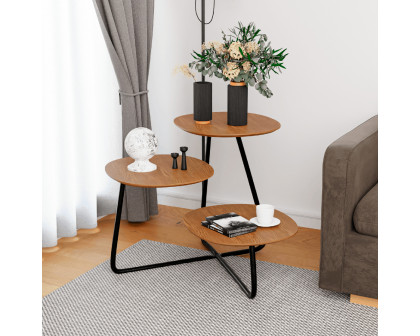 LeisureMod Hazelton Multi-Top End Tables With Manufactured Wood Top And Powder Coated Steel Frame - Walnut