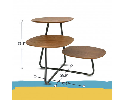 LeisureMod Hazelton Multi-Top End Tables With Manufactured Wood Top And Powder Coated Steel Frame - Walnut