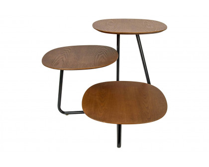 LeisureMod Hazelton Multi-Top End Tables With Manufactured Wood Top And Powder Coated Steel Frame - Walnut