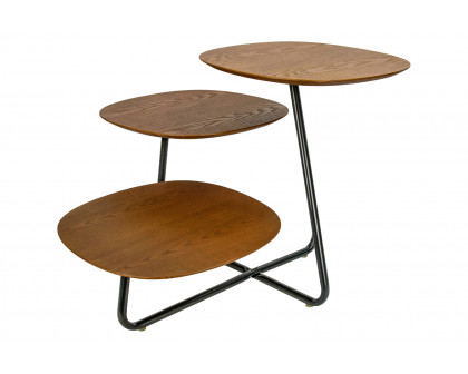 LeisureMod Hazelton Multi-Top End Tables With Manufactured Wood Top And Powder Coated Steel Frame - Walnut