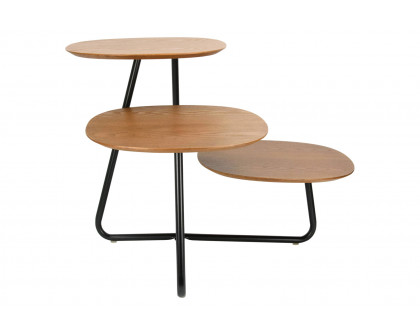 LeisureMod Hazelton Multi-Top End Tables With Manufactured Wood Top And Powder Coated Steel Frame - Walnut