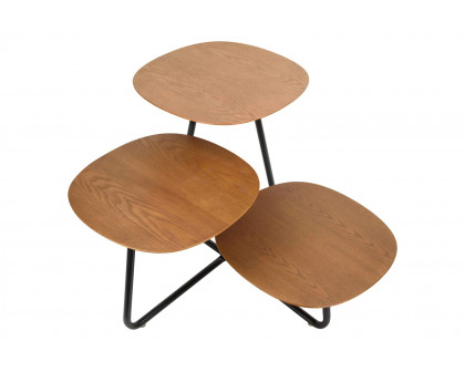 LeisureMod Hazelton Multi-Top End Tables With Manufactured Wood Top And Powder Coated Steel Frame - Walnut