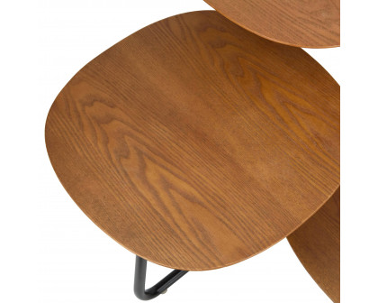 LeisureMod Hazelton Multi-Top End Tables With Manufactured Wood Top And Powder Coated Steel Frame - Walnut