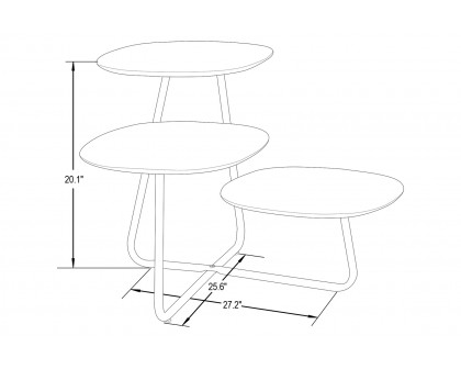 LeisureMod Hazelton Multi-Top End Tables With Manufactured Wood Top And Powder Coated Steel Frame - Walnut