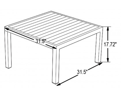 LeisureMod - Hamilton Modern Outdoor Patio Aluminum Coffee Table