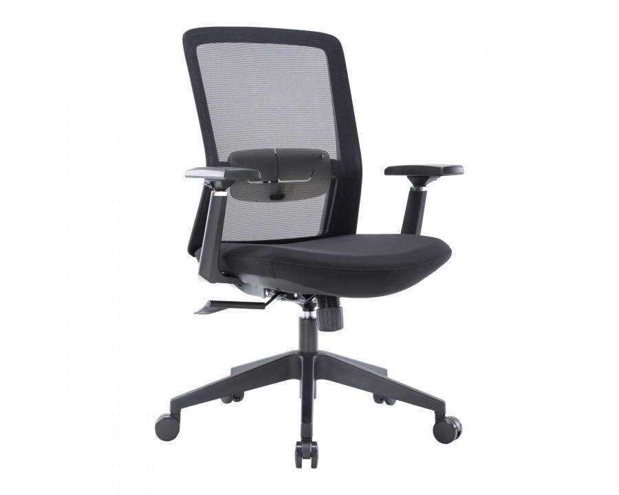 LeisureMod Ingram Modern Office Task Chair with Adjustable Armrests - Black