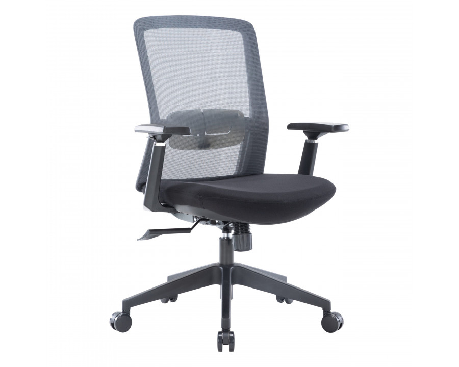 LeisureMod Ingram Modern Office Task Chair with Adjustable Armrests - Gray