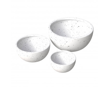 LeisureMod Iris Modern Round Planters Pot in Fiberstone and Clay (Set of 3)