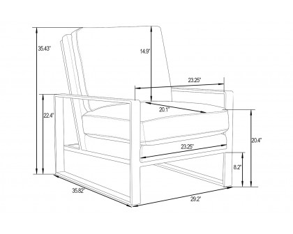 LeisureMod Jefferson Leather Modern Design Accent Armchair With Elegant Gold Frame - White