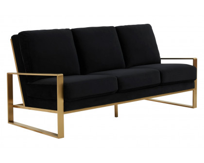 LeisureMod Jefferson Contemporary Modern Design Velvet Sofa With Gold Frame