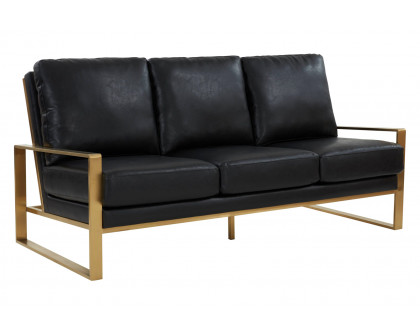 LeisureMod - Jefferson Contemporary Modern Design Leather Sofa With Silver Frame