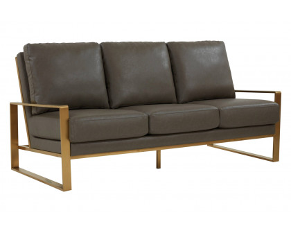 LeisureMod - Jefferson Contemporary Modern Design Leather Sofa With Silver Frame