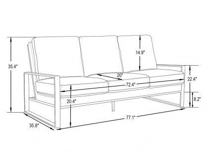 LeisureMod Jefferson Contemporary Modern Design Velvet Sofa With Gold Frame - Light Gray