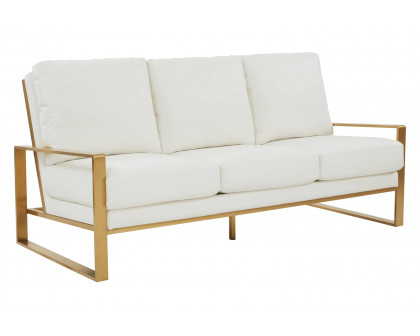 LeisureMod - Jefferson Contemporary Modern Design Leather Sofa With Silver Frame