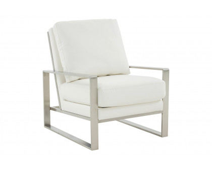 LeisureMod Jefferson Leather Modern Design Accent Armchair With Elegant Gold Frame