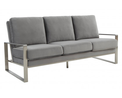 LeisureMod Jefferson Contemporary Modern Design Velvet Sofa With Gold Frame