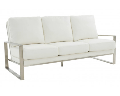 LeisureMod - Jefferson Contemporary Modern Design Leather Sofa With Silver Frame