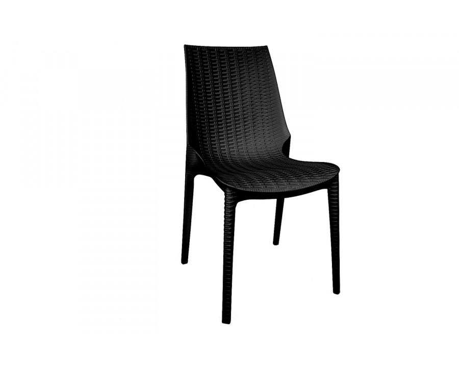 LeisureMod Kent Outdoor Dining Chair - Black