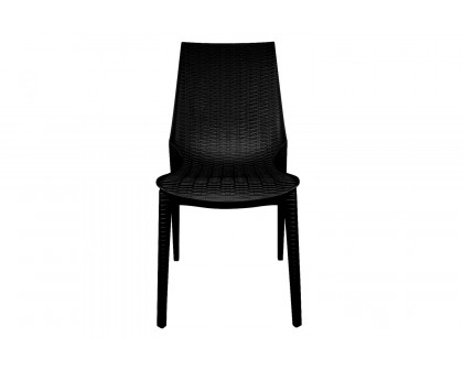 LeisureMod Kent Outdoor Dining Chair - Black