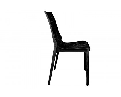 LeisureMod Kent Outdoor Dining Chair - Black