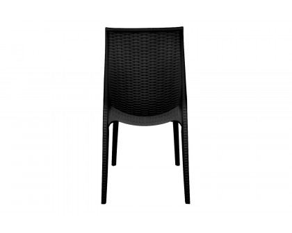 LeisureMod Kent Outdoor Dining Chair - Black