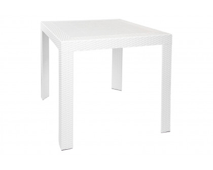 LeisureMod Kent Outdoor White Table With 2 Black Chairs Dining Set - White/Black